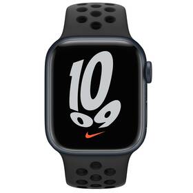Chytré hodinky Apple Watch Nike Series 7 GPS + Cellular, 45mm pouzdro z půlnočně inkoustového hliníku antracitový / černý sportovní řemínek (MKL53HC/A)