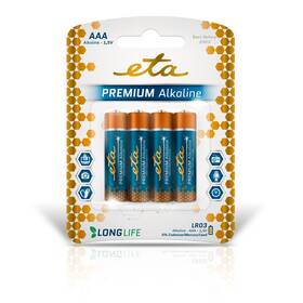 Baterie alkalická ETA PREMIUM ALKALINE AAA, LR03, blistr 4ks (R03PREM4)