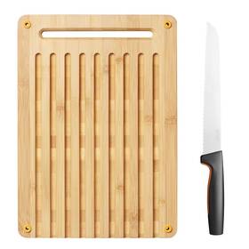 Kuchyňské prkénko Fiskars Functional Form + nůž na pečivo