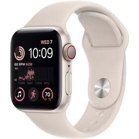 Chytré hodinky Apple Watch SE 2022 GPS + Cellular 44mm pouzdro z hvězdně bílého hliníku - hvězdně bílý sportovní řemínek (MNPT3CS/A)