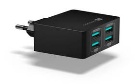 Nabíječka do sítě Connect IT Fast Charge 4x USB, 4,8A s funkcí rychlonabíjení (CWC-4010-BK) černá
