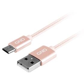 Kabel GND USB / micro USB, 2m, opletený (MICUSB200MM06) zlatý