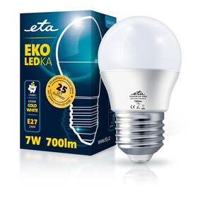 Žárovka LED ETA EKO LEDka mini globe 7W, E27, studená bílá (G45W7CW)