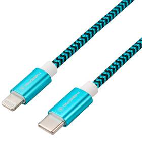 Kabel GoGEN USB-C / Lightning, 1m, opletený (USBC8P100MM26) modrý