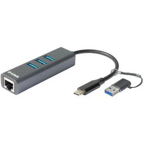 Síťová karta D-Link USB-C/USB 3.0  na Gigabit ethernet a 3x USB 3.0 (DUB-2332)