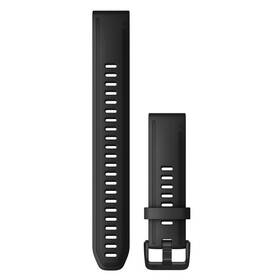Řemínek Garmin QuickFit 20mm, silikonový, černý, dlouhý, černá přezka (010-12942-00)