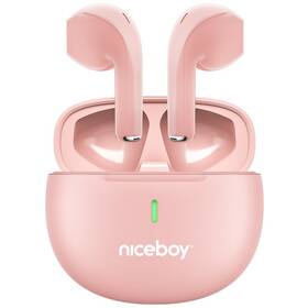 Sluchátka Niceboy HIVE Beans POP růžová barva
