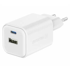 Nabíječka do sítě Swissten GAN 1x USB-C 45W PD + 1x USB-A 18W QC (22071300) bílá