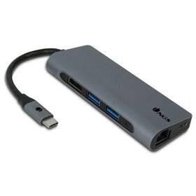 USB Hub NGS WONDER USB-C/HDMI, 2x USB 3.0, RJ-45, USB-C, SD, micro SD (WONDERDOCK7) šedý