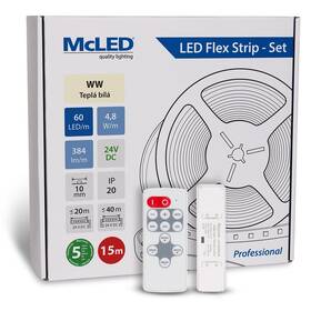 LED pásek McLED s ovládáním Nano - sada 15 m - Professional, 60 LED/m, WW, 384 lm/m, vodič 3 m (ML-126.873.60.S15002)