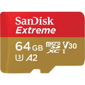 Paměťová karta SanDisk Micro SDXC Extreme AC 64GB UHS-I U3 (170R/80W) + adaptér (SDSQXAH-064G-GN6AA)