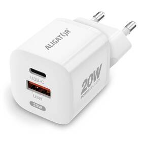 Nabíječka do sítě Aligator Power Delivery 20W, USB-C + USB-A (CHPD0019) bílá