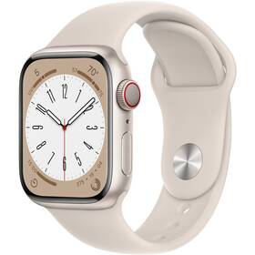 Chytré hodinky Apple Watch Series 8 GPS + Cellular 45mm pouzdro z hvězdně bílého hliníku - hvězdně bílý sportovní řemínek (MNK73CS/A)