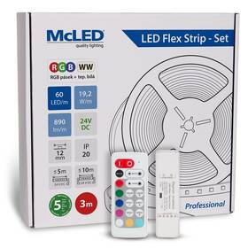 LED pásek McLED s ovládáním Nano - sada 3 m - Professional, 60 LED/m, RGB+WW, 890 lm/m, vodič 3 m (ML-128.635.60.S03005)