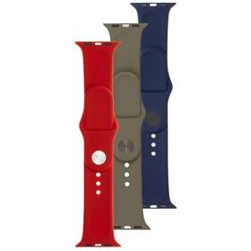 Set řemínků FIXED Silicone Strap na Apple Watch 38/40/41mm (FIXSST-436-3SET3) červený/modrý/zelený