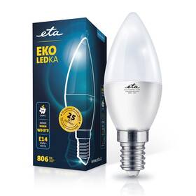 Žárovka LED ETA EKO LEDka svíčka 8W, E14, teplá bílá (ETAC37W8WW01)