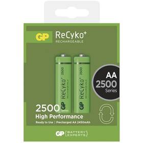 Baterie nabíjecí GP ReCyko+ AA, HR06, 2500mAh, Ni-MH, krabička 2ks (1032212110)