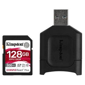 Paměťová karta Kingston Canvas React Plus SDXC 128GB UHS-II U3 (300R/260W) + čtečka (MLPR2/128GB)