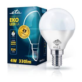 Žárovka LED ETA EKO LEDka mini globe 4W, E14, teplá bílá (P45W4WW)