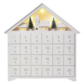 LED dekorace EMOS adventní kalendář dřevěný, 35x33 cm, 2x AA, vnitřní, teplá bílá, časovač (DCWW02)