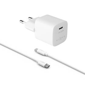 Nabíječka do sítě FIXED Mini USB-C PD 20W + USB-C kabel 1m bílá barva
