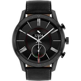 Chytré hodinky ARMODD Silentwatch 4 Pro černá s černým koženým řemínkem + silikonový řemínek (9002)
