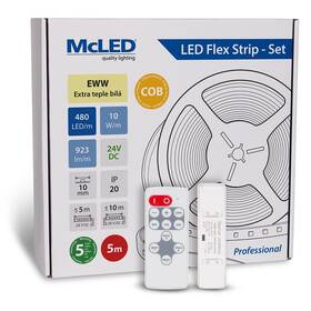 LED pásek McLED sada 5 m + Přijímač Nano, 480 LED/m, EWW, 923 lm/m, vodič 3 m 
