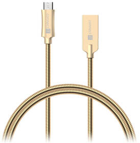 Kabel Connect IT Wirez Steel Knight USB/micro USB, ocelový, opletený, 1m (CCA-3010-GD) zlatý