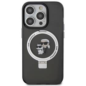 Kryt na mobil Karl Lagerfeld Ringstand Karl and Choupette MagSafe na Apple iPhone 15 Pro (KLHMP15LHMRSKCK) černý