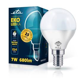 Žárovka LED ETA EKO LEDka mini globe 7W, E14, neutrální bílá (P45W7NW)