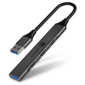 USB Hub Connect IT USB-A (1xUSB-A 3.0, 3xUSB-A 2.0) šedá barva

