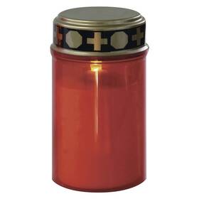 LED dekorace EMOS hřbitovní svíčka červená, 2x C, venkovní i vnitřní, teplá bílá, časovač (DCCV19)