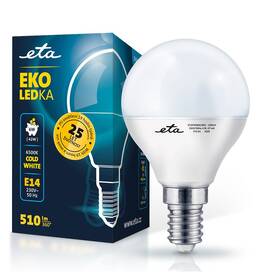 Žárovka LED ETA EKO LEDka mini globe 6W, E14, studená bílá (ETAP45W6CW01)
