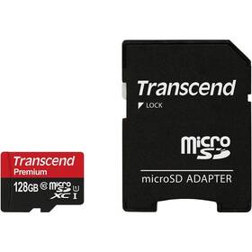Paměťová karta Transcend MicroSDXC Premium 128GB UHS-I U1 (90R/45W) + adaptér (TS128GUSDU1)