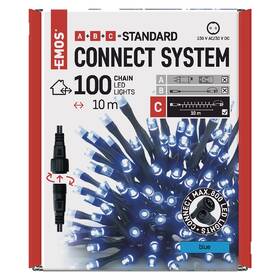Spojovací řetěz EMOS 100 LED Standard, 10 m, venkovní i vnitřní, modrá, časovač (D1AB01) - zánovní - 12 měsíců záruka
