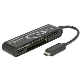 Čtečka paměťových karet DeLock USB-C/SD, micro SD, xD, MS, CF (91739) černá