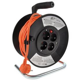 Kabel prodlužovací na bubnu Solight 4 zásuvky, 25m, 3x 1,0mm2 (PB15O) černý/oranžový
