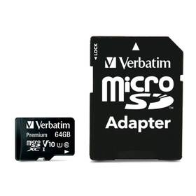 Paměťová karta Verbatim Premium micro SDXC 64GB Class 10 (90R/10W) + adaptér (44084)