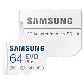 Paměťová karta Samsung Micro SDXC EVO+ 64GB UHS-I U1 (130R)/30W + SD adaptér (MB-MC64KA/EU)