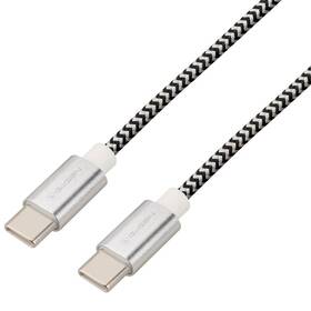 Kabel GoGEN USB-C / USB-C, 1m, opletený (USBCC100MM24) stříbrný