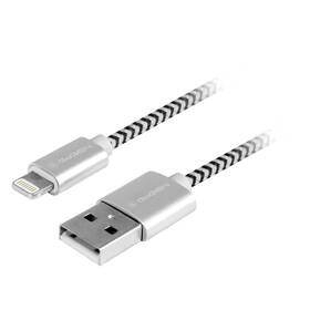 Kabel GoGEN USB / lightning, 1m, opletený (LIGHTN100MM24) stříbrný