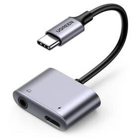 Redukce UGREEN USB-C/USB-C PD + 3.5mm Jack (60164) šedá