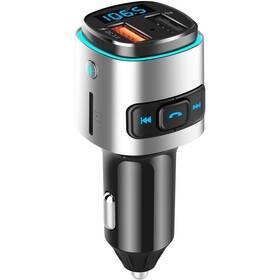 FM Transmitter WG QC 3.0, 1xUSB-A /1x USB-A QC 3.0 (18W stříbrná barva
