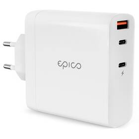 Nabíječka do sítě Epico USB, 2x USB-C, GaN 140W bílá barva
