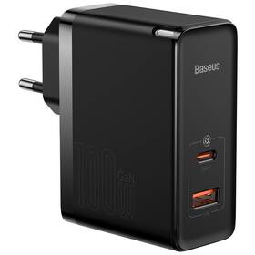 Nabíječka do sítě Baseus GaN5 Pro, USB-C + USB-A 100W (CCGP090201) černá