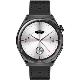 Chytré hodinky Garett V12 - černé s černým koženým řemínkem (V12_BLK_LTR)