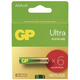 Baterie alkalická GP Ultra AAA (LR03), 6 ks (B0211V)