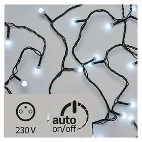 Vánoční osvětlení EMOS 300 LED, cherry řetěz – kuličky, 30m, studená bílá, časovač (1534160025)
