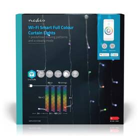 Vánoční osvětlení Nedis SmartLife LED, Wi-Fi, RGB, 180 LED, 3 m, Android / IOS (WIFILXC01C180)