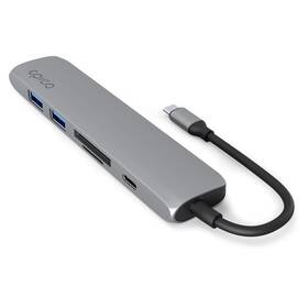 USB Hub Epico 6in1 Aluminium 8K USB-C/1× USB-C, 2× USB 3.0, HDMI, microSD, SD (9915112100068) šedý